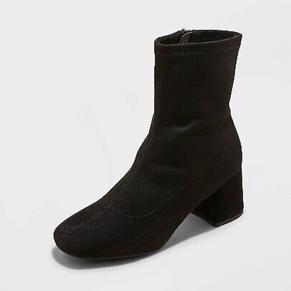 NEW A New Day Women's Dolly Ankle Boots Heels Zipper Ankle Bootie Black Size 7.5